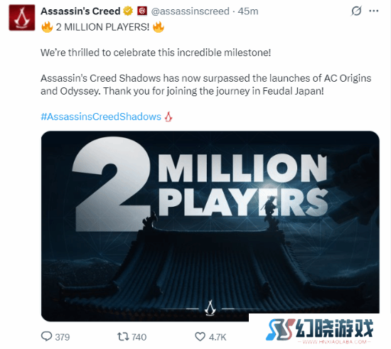《AC影》玩家数破200万！超《起源》《奥德赛》同期